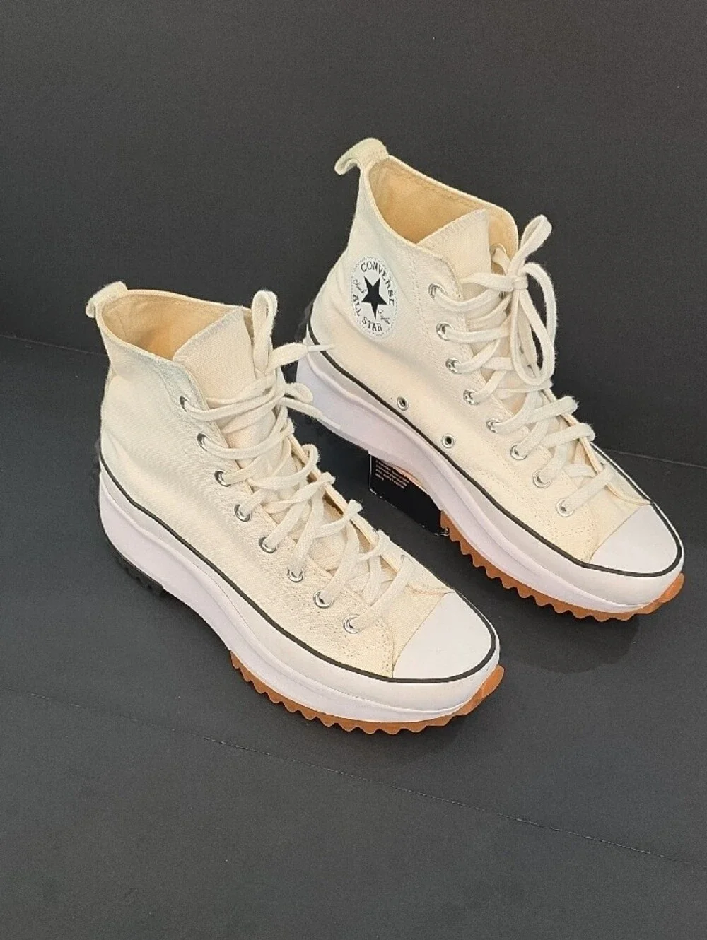 Converse Run Star Hike Canvas High Top Platform Sneakers - Cream & Gum Size 10